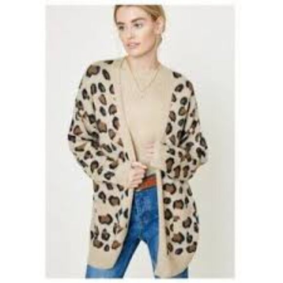 HAYDEN Women’s Long Sleeve Cheetah Print Cardigan Sweater – Size S/M - Picture 1 of 5